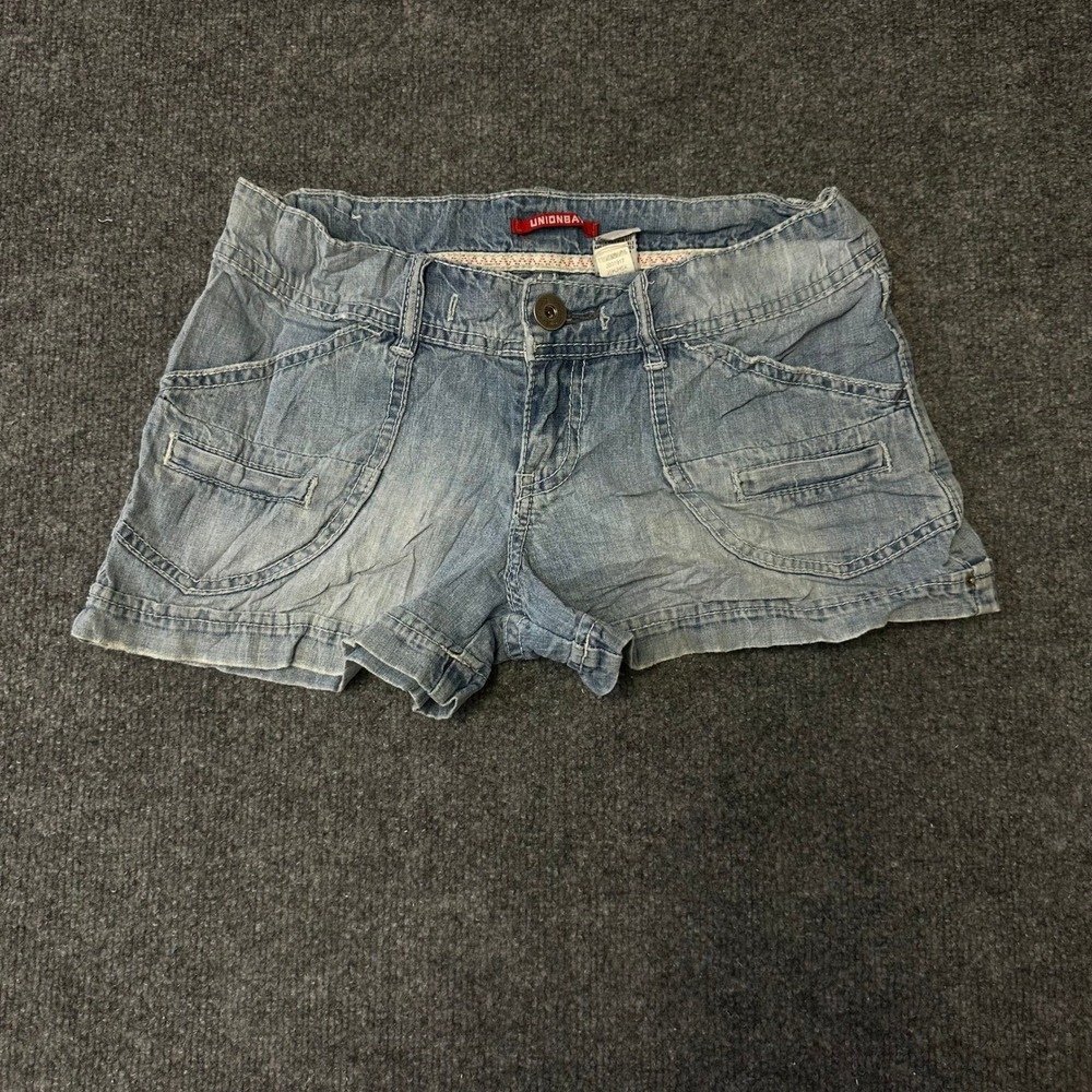 UNIONBAY Shorts Womens Size 3 Blue Denim Light Wash Y2K Utility Pockets Casual